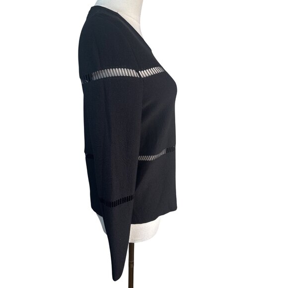 2/$30 ZARA  Black Sheer Medium Stripe Cut Out Knit Sweater Premium Collection - Picture 10 of 12